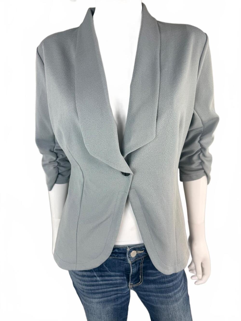 Beyove Medium Gray Draped Collar Blazer Jacket